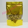 22*30cm, 100pcs/pack X Gold Stand up aluminum foil ziplock bag with clear window-mylar plating milk powder/Lollipops packing poly sack