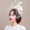 Fascinator headpiece nupcial véus de casamento com acessórios para o cabelo de penas de casamento headpieces para festa de casamento cocar decoração do partido