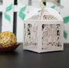 50pcs 중공 새 스타일 웨딩 선호 사탕 상자 선물 상자 리본 핑크 퍼플 레드 화이트1092502