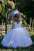 Cute Ball Gown Baby First Communion Dresses Sleeveless Tulle Long Flower Girl Dress For Wedding With Flora Appliques Custom Made Gowns