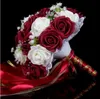 Modabelle Burgundy Wedding Bouquet Buque de Noiva人工花嫁介添人フラワーブーケ2017 Bouquet de Mariee White