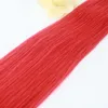 Fullt hår Populära Fler färger Röd färgband i Premium Remy Human Hair Extensions 20 st per uppsättning 50g Vikt Rak mänskligt hår