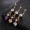 Hotsale Belly Button Rings Dangle 316L Stainless Steel Sparky CZ Heart Navel Rings Piercing Jewelry for Girls Women