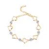 Europe and America Fashion Trendy 18K Yellow Gold Plated CZ Hearts Anklets Chain Link for Girls Women for Wedding Party