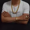 14mm 18-30Inches Mens Cuban Miami Länk Halsband Rostfritt Stål Cz Clasp Iced Out Guld Hip Hop Chain Halsband