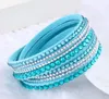 2017 Nieuwe Lederen Armband Strass Crystal Armband Wrap Multilayer Armbanden voor Dames Pulseras Mulher Jewelry G24