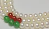 genuine fine jewellery 8mm jade&white pearls 3unite necklace 17&18&19inxches
