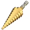Hex Titanium Step Cone Drill Bit 4-22MM Hole Cutter HSS 4241 For Sheet Metalworking Wood Drilling High Quality Power Tools