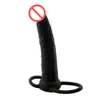 Fantasia 55039039 pênis strapon vibrador preto silicone cinta em dupla penetração anal vibrador produtos sexuais adultos brinquedos sexuais1054207