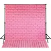 Fond photographique de mur de brique rose pour Studio Photo plancher de bois mignon nouveau-né bébé décors en vinyle 5x7ft