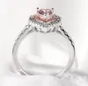 Gros fait à la main choucong bijoux de luxe en argent sterling 925 rose saphir fête pavé réglage pierres précieuses CZ femmes mariage coeur bague cadeau