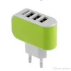 Wall Charger Travel Adapter för iPhone 6s Plus Färgglada Home Plug LED USB Laddare för Samsung S6 3 Portar USB Laddare Freeshipping