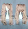 Ücretsiz ShippingSynthetic Danganronpa Enoshima Junko 65 cm Iki At Kuyruğu Anime Kadın Cosplay Peruk