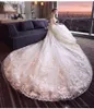 チャペル列車のウェディングドレス2018ショルダースパンコールビーズレースのアップリケブライダルガウンレースアップバック結婚式のvestidos