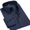 Wholesale- DRESSERVICE Large Size S--5XL 6XL 7XL 8XL Men's Stripe Long Sleeve Business Casual Shirt Solid Color Men's Social Dress Shirt