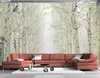 murais de parede retrato da paisagem TV Vidoeiro branco florestais mural 3d papel de parede 3d papéis de parede para TV pano de fundo