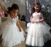 Cute Satin Tulle Hand Made Flower Jewel Sleeveless Floor Length Tiers Beautiful White Flower Girl Dresses