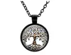 Collier pendentif en verre de collier de gemme de temps d'arbre de vie