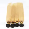 Ellibess Braziliaanse Ombre Haarbundels 1b 613 Braziliaanse Virgin Hair Extensions Ombre 1B / Blond Color Rechte 3pcs Lot Gratis verzending