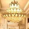 Modern Gold Crystal Kroonluchters Lichten vaste europese Amerikaanse lotus bloem kroonluchter gouden kristal droplight home indoor hotel verlichting