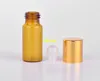 200pcs/lot 5ml ROLL ON GLASS Bottles Refillable ESSENTIAL OIL Roller ball Perfume bottle Gold & silver cap