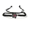 New Beautiful Gift Smycken Partihandel 10st / Lot Micro Pave Black CZ Flowers Macrame Armband Kvinna Bangle Flätade Armband