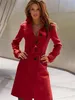 Red Yellow Red Women's Trench Coats Coat For Women Winter Long Ladies Jackets Wool XL