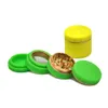 Ny Silicone Dia.63mm 4 Layer Herb Grinder Aluminium Alloy Grinders Metal Tobacco Herb Spice Crusher Rökning Tillbehör