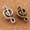 Musik Note Metall großes Loch Perlen 100 / los 18.4x9.5x7.3mm Antike Silber / Bronze Fit Europäischen Charme Armbänder Schmuck DIY L1449