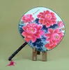 Peony Flower Handvat ronde ventilator Traditionele Craft Chinese zijde dansende fans gepersonaliseerde dames hand fans bruiloft gunsten
