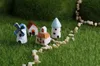 30sets free shiping 4options 4colors tiny houses fairy garden miniature decor DIY home desk artificial resin cottage decorative accessory