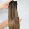 # 2 6 # Estensioni dei capelli umani Balayage Highlights Fasci di tessuto di capelli umani castano scuro Capelli vergini brasiliani Fine spessa 100 grammi uno se185o