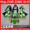 Kit de carenado completo sin pintar para KAWASAKI ZX 9 R ZX9R 00 01 02 03 900CC 40NO0 ZX 9R ZX900 ZX900C ZX-9R 2000 2001 2002 2003 Kit de carenario
