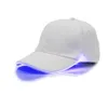 LED 야구 모자 코 튼 블랙 화이트 어둠 조정 가능한 Snapback 모자 빛나는 파티 모자에 빛나는 LED 빛 공 모자 빛나는 OOA2116