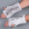 Real Fur Mittens наполовину пальцы руки вязаные эластичные подлинные норковые волосы перчатки для женщин зимние рукавицы женские перчатки леди норковые волосы