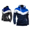 Wholesale- New Patchwork Men Hoodie Sweatshirt Slim Warm Coat Pullover Hooded Outwear