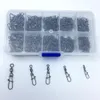 Rompin 210pcsbox Fishing Rolling Swivels Snap Pin Line Connectors 2 4 5 6 8 Solid Barrel Swivel Rings Snap Fishing Swivels1839452