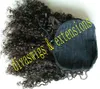 Pelo virginal peruano afro rizado rizado cola de caballo de cabello humano para mujeres negras, clip de cola de caballo con cordón rizado en espiral en extensión de cabello 120 g