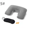 Atacado preço de fábrica 3in1 Viagem Escritório Set inflável U Shaped Neck Pillow Cushion Air + Adormecida Eye Mask Eyeshade + Tampões 1953