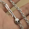 Linsion 4mm Square Link Chain 925 Sterling Silver Skull Hook Charms 목걸이 TA35232Q