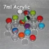 Récipient en plastique d'impression personnalisée avec doublure en silicone 3 ml 5 ml 6 ml 7 ml 10 ml pot acrylique pour cire dab bho, récipients en cire transparente acrylique