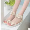 Zapatos Mujer Sandalias Zapatos Mujer Gilrs dulce zapato plano para Mujer cuero verano Bohemia playa Casual ocio sandalia