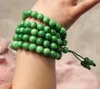 Perles de prière bouddhistes tibétaines, faites à la main - breloque en jade vert (rétro), perles, collier bracelet.