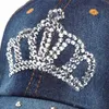 Whole- vonru New Crown Rhinestone Baseball Caps Fashion Jean Hat Hip Hop Women Denim Baseball Cap Hat1290c