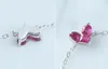 Мода S925 Серебряное Сердце Браслет Простой Розовый Красный Три Камня Кулон Япония И Корея Женщина Браслет