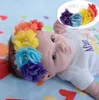 Underbara regnbåge baby huvudband 2017 chiffong blomma flicka huvud band färgglada spädbarn toddler nyfödd liten flicka födelsedag jul huvudstycke