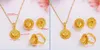 Nouveau gros Promotion Glittering pendentif collier boucles d'oreilles bague joias ouro 24K Real Yellow Fine Solid Gold GF ensembles de bijoux de mariée