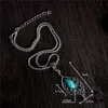 Gros- Strass Cristal Feuille Pendentif Collier Vintage Turquoise Costume Bijou Chandail Chaîne TL198 Colliers