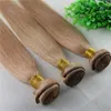 27 Jordgubbsblondin hår vävar brasilianska raka mänskliga hårförlängningar Remy hårbuntar 100gram per stycke