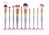 3D Mermaid Staartvorm Blending Make -upborstel 10 stks /Set Foundation Cosmetische borstel Draad Cosmetische Make -up platte Mermaid Regenboogborstels Set